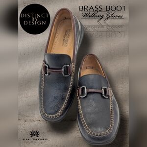 Brass Boot Walking Gloves Size 8.5M Men Black | Brown Leather Loafer | Horse Bit